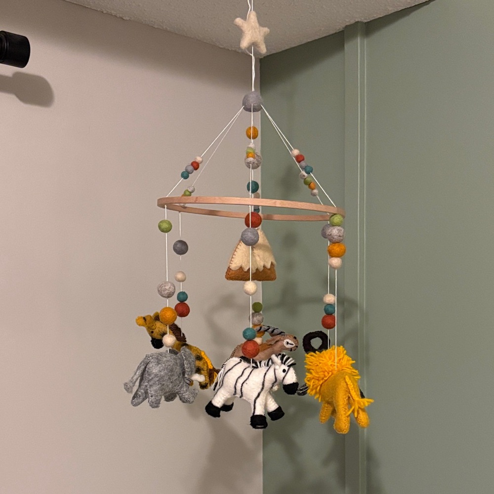 Handmade Wool Safari Animal Baby Mobile
